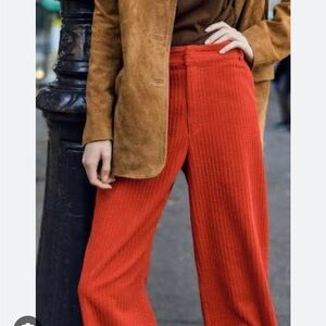 Zara Red Corduroy Pants